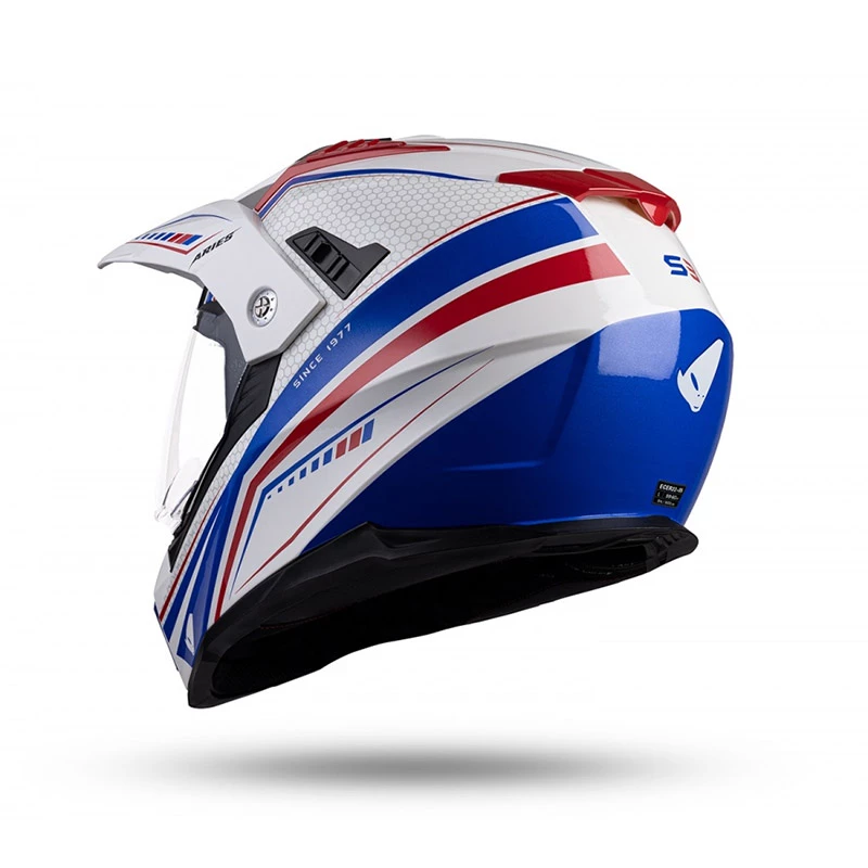 Crosstourer Casco Ufo Aries Bianco Blu Rosso 4 Crosstourer Casco Ufo Aries Bianco Blu Rosso - immagine 2