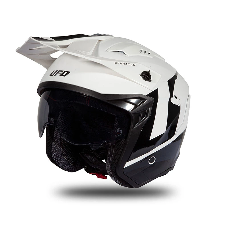 Trial Casco Ufo Sheratan 2206 Bianco Nero 3 Trial Casco Ufo Sheratan 2206 Bianco Nero